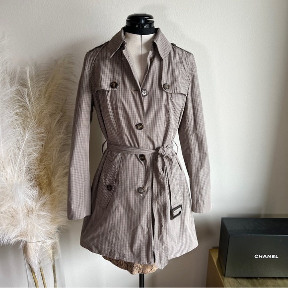 Banana Republic Jackets & Blazers - Banana Republic Checkered Neutral Plaid Tan Trench Coat